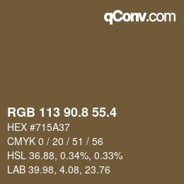 カラーコード: RGB 113 90.8 55.4 | qconv.com