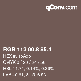 カラーコード: RGB 113 90.8 85.4 | qconv.com