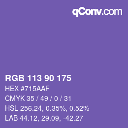 Color code: RGB 113 90 175 | qconv.com