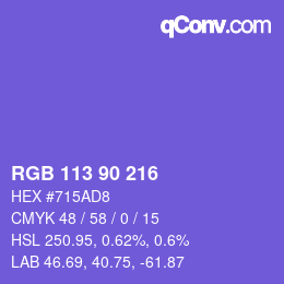 颜色代码: RGB 113 90 216 | qconv.com
