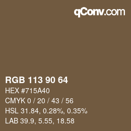 Color code: RGB 113 90 64 | qconv.com
