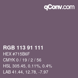 颜色代码: RGB 113 91 111 | qconv.com