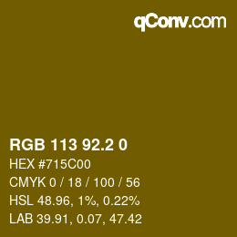 カラーコード: RGB 113 92.2 0 | qconv.com
