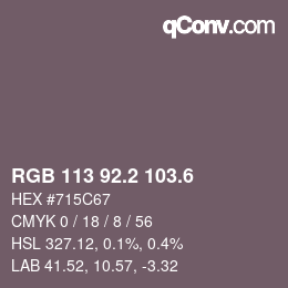 カラーコード: RGB 113 92.2 103.6 | qconv.com