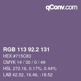 カラーコード: RGB 113 92.2 131 | qconv.com