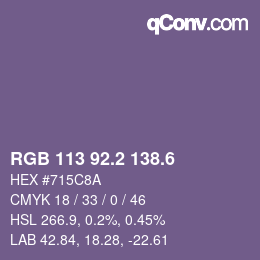 カラーコード: RGB 113 92.2 138.6 | qconv.com