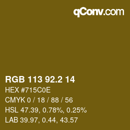 カラーコード: RGB 113 92.2 14 | qconv.com