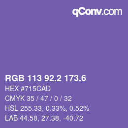 カラーコード: RGB 113 92.2 173.6 | qconv.com