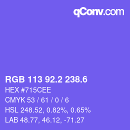 カラーコード: RGB 113 92.2 238.6 | qconv.com