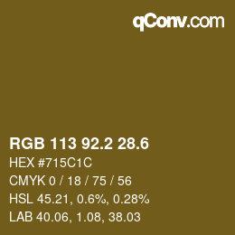カラーコード: RGB 113 92.2 28.6 | qconv.com