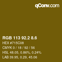 カラーコード: RGB 113 92.2 8.6 | qconv.com