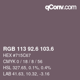 カラーコード: RGB 113 92.6 103.6 | qconv.com