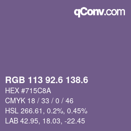 カラーコード: RGB 113 92.6 138.6 | qconv.com
