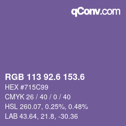 カラーコード: RGB 113 92.6 153.6 | qconv.com