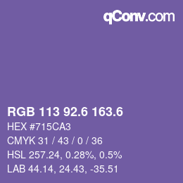 カラーコード: RGB 113 92.6 163.6 | qconv.com