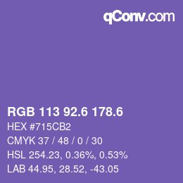 カラーコード: RGB 113 92.6 178.6 | qconv.com