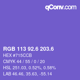 カラーコード: RGB 113 92.6 203.6 | qconv.com