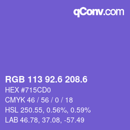 カラーコード: RGB 113 92.6 208.6 | qconv.com