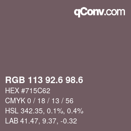 カラーコード: RGB 113 92.6 98.6 | qconv.com