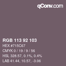カラーコード: RGB 113 92 103 | qconv.com