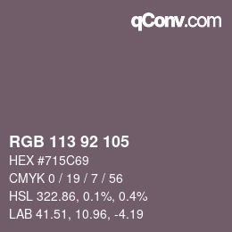 Color code: RGB 113 92 105 | qconv.com