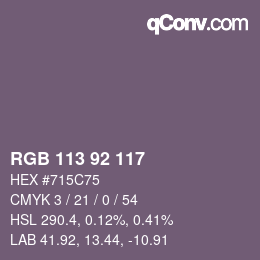 カラーコード: RGB 113 92 117 | qconv.com