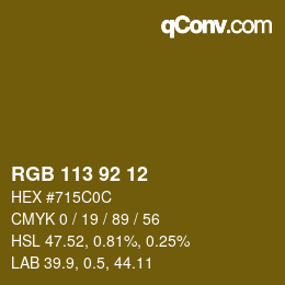 颜色代码: RGB 113 92 12 | qconv.com