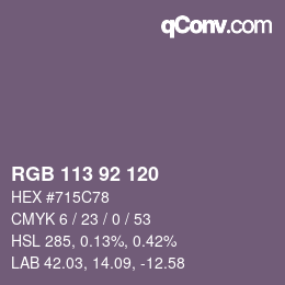 カラーコード: RGB 113 92 120 | qconv.com