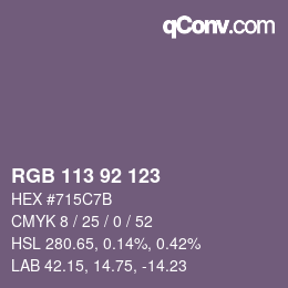 颜色代码: RGB 113 92 123 | qconv.com