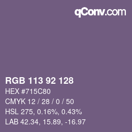 颜色代码: RGB 113 92 128 | qconv.com