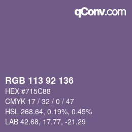 Color code: RGB 113 92 136 | qconv.com