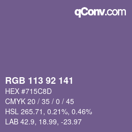 カラーコード: RGB 113 92 141 | qconv.com