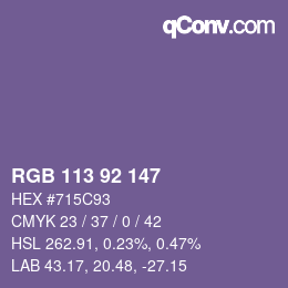 カラーコード: RGB 113 92 147 | qconv.com