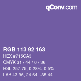 颜色代码: RGB 113 92 163 | qconv.com