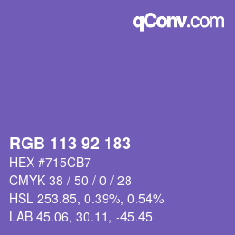 颜色代码: RGB 113 92 183 | qconv.com