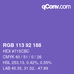 颜色代码: RGB 113 92 188 | qconv.com