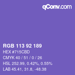 颜色代码: RGB 113 92 189 | qconv.com