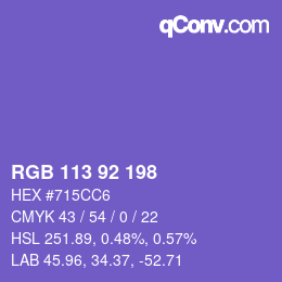 Color code: RGB 113 92 198 | qconv.com