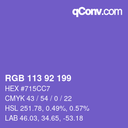 Farbcode: RGB 113 92 199 | qconv.com
