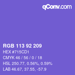 カラーコード: RGB 113 92 209 | qconv.com
