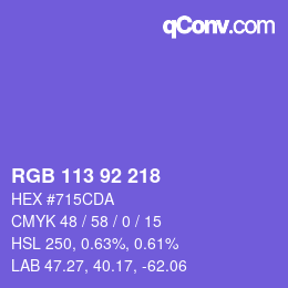 カラーコード: RGB 113 92 218 | qconv.com