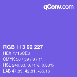 カラーコード: RGB 113 92 227 | qconv.com