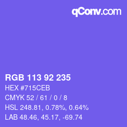 颜色代码: RGB 113 92 235 | qconv.com