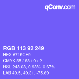 Color code: RGB 113 92 249 | qconv.com