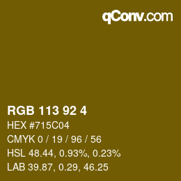 カラーコード: RGB 113 92 4 | qconv.com