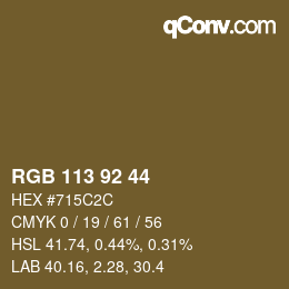 Color code: RGB 113 92 44 | qconv.com