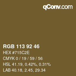 カラーコード: RGB 113 92 46 | qconv.com