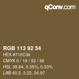 Color code: RGB 113 92 54 | qconv.com