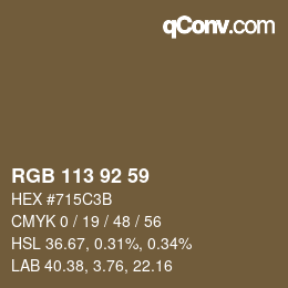 カラーコード: RGB 113 92 59 | qconv.com