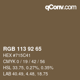 カラーコード: RGB 113 92 65 | qconv.com